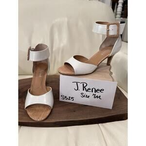 J Renee Heeled Sandals Womens Size 7M White Ankle Strap Dress Shoes